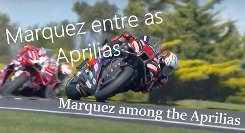 Marc MARQUEZ entre as APRILIAS em PHILLIP ISLAND